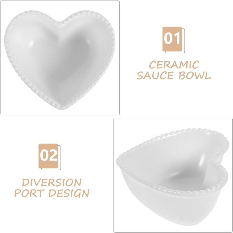SHOWERORO Heart Shaped Ceramics Bowl White Ceramic Dish Dessert Salad and Fruit Serving Bowl for Home and Restaurant White Tableware - Image 5