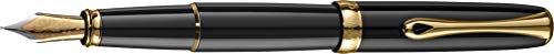 Diplomat Excellence A2 Trim Fountain Pen with Steel Fine Nib - Black Lacquer/Gold - Image 1