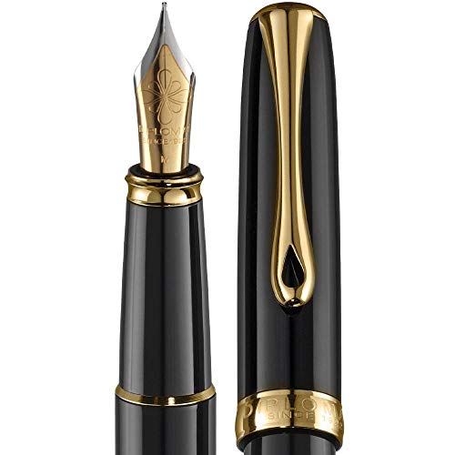 Diplomat Excellence A2 Trim Fountain Pen with Steel Fine Nib - Black Lacquer/Gold - Image 3