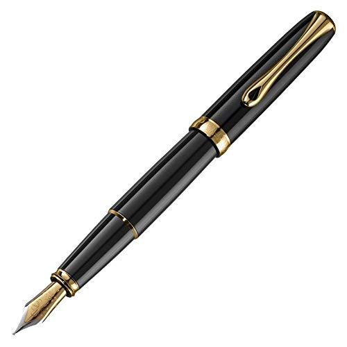 Diplomat Excellence A2 Trim Fountain Pen with Steel Fine Nib - Black Lacquer/Gold - Image 2