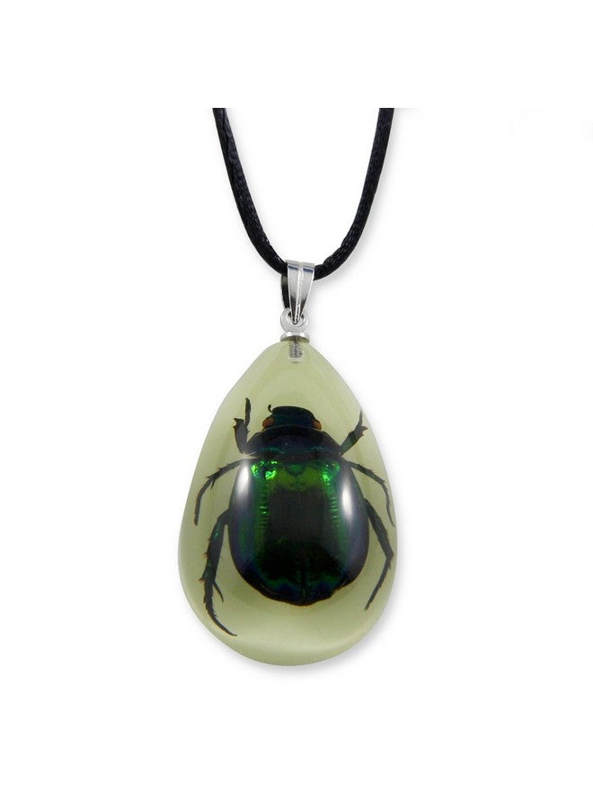 REALBUG Green Chafer Beetle Glow In The Dark Necklace, Small , Black - Image 1