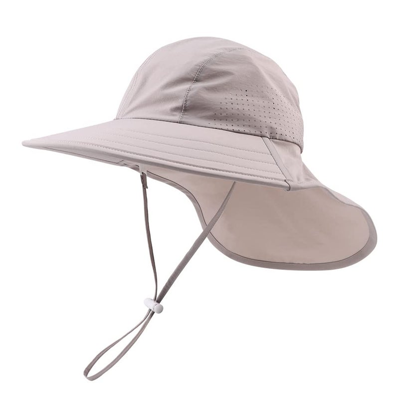 Yuoahcn Toddler Summer Hat with Neck Flap Waterproof Kids Swim Hat Baby UV Protection Sun Hats Beach Cap for Boys Girls 14 Years Gray - Image 3