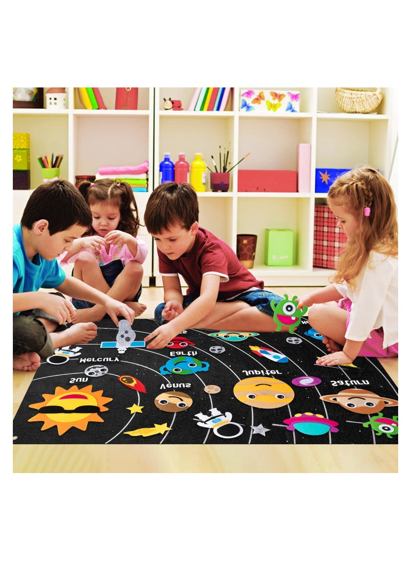 SYOSI 30Pcs Outer Space Felt Story Board Set Solar System Universe Storytelling Flannel Interactive Play Reusable Wall Hanging Gift for Boys Girls Without Letters - Image 4