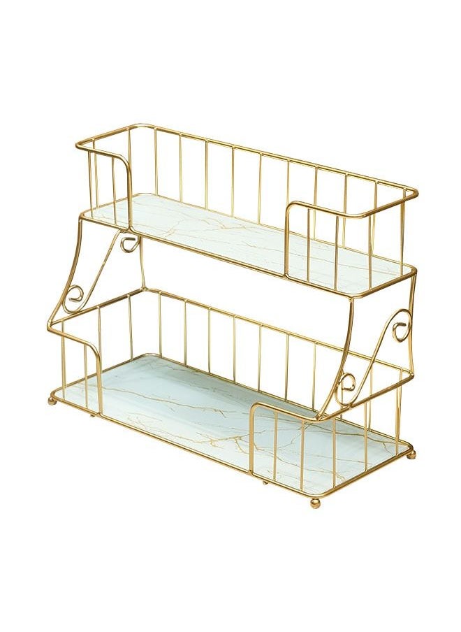 ZCM-HAPPY - Bathroom Double Layer Storage Rack Cosmetic Toiletries Storage Rack - Image 1