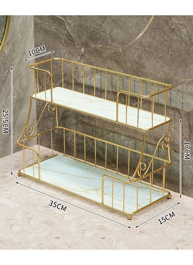 ZCM-HAPPY - Bathroom Double Layer Storage Rack Cosmetic Toiletries Storage Rack - Image 1