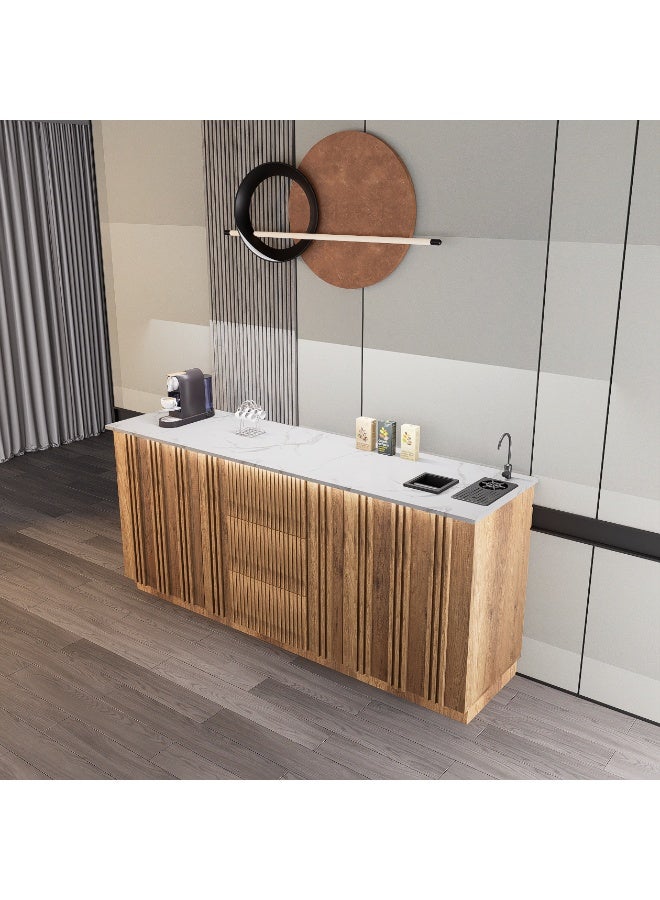 كوفي وورلد بكج ركن القهوة شامل الاضاءة المخفية والرينزر والسلة والحنفية - Image 3