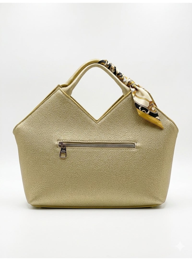 لايف ستيلاش  حقيبة يد جلد انيقة - جولد ZH-2 - Image 3