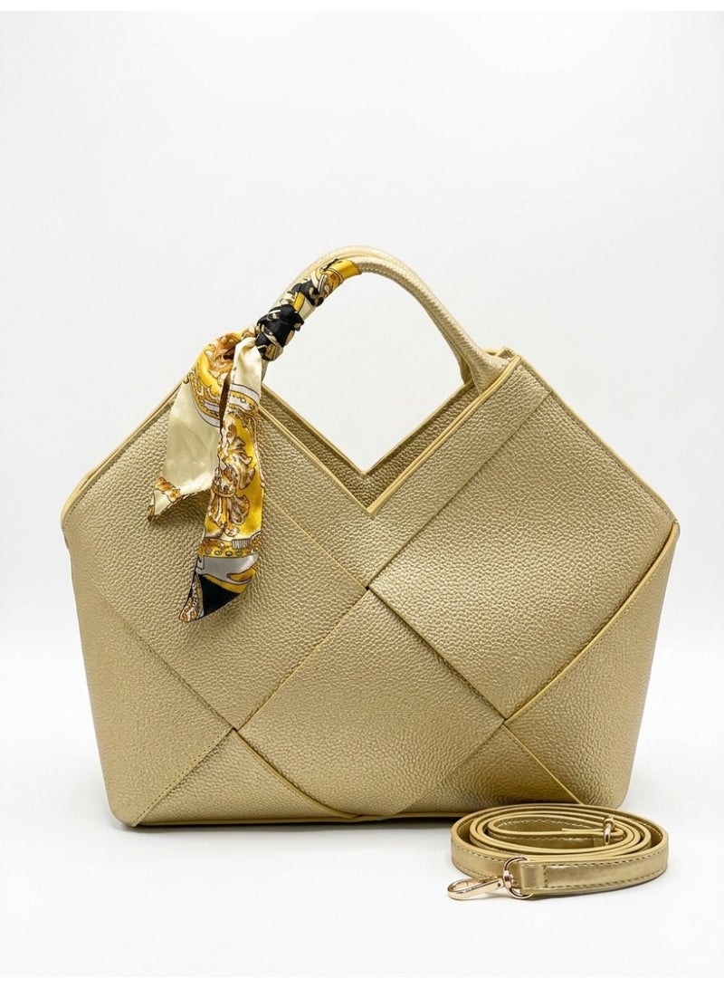 لايف ستيلاش  حقيبة يد جلد انيقة - جولد ZH-2 - Image 2