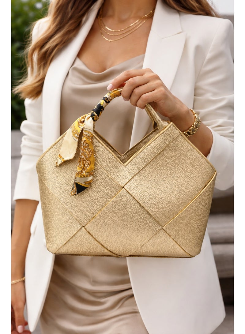 لايف ستيلاش  حقيبة يد جلد انيقة - جولد ZH-2 - Image 4