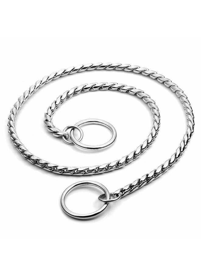 Mogoko Stainless Steel Dog Choke Chain Collar, Puppy Metal Snake Chain Pet Show Slip Collar Choker for Training Walking (Silver;24.0"*5.0mm) - Image 3