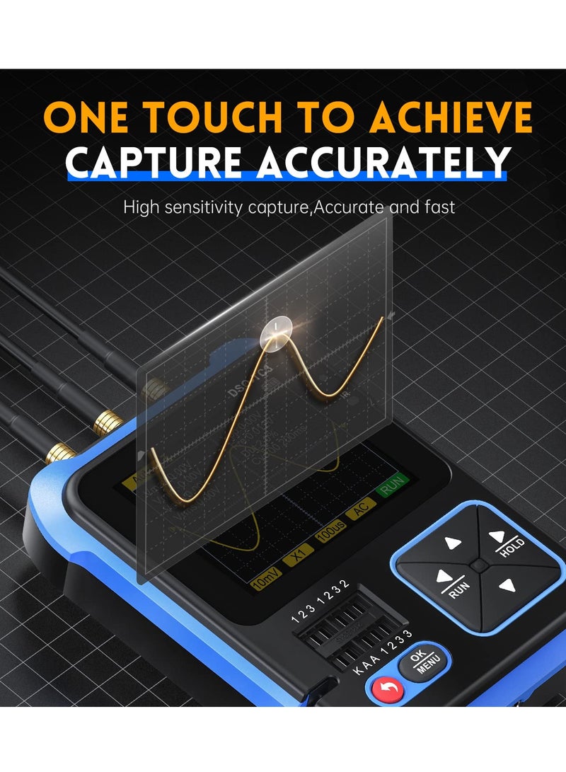 Excefore 3-in-1 Handheld Oscilloscope DSO-TC3, 500Khz Bandwidth 10MSa/s Sampling Rate, DDS Signal Generator, Transistor Tester, 6 Types of Waveforms, Transistors Measure  - Image 5