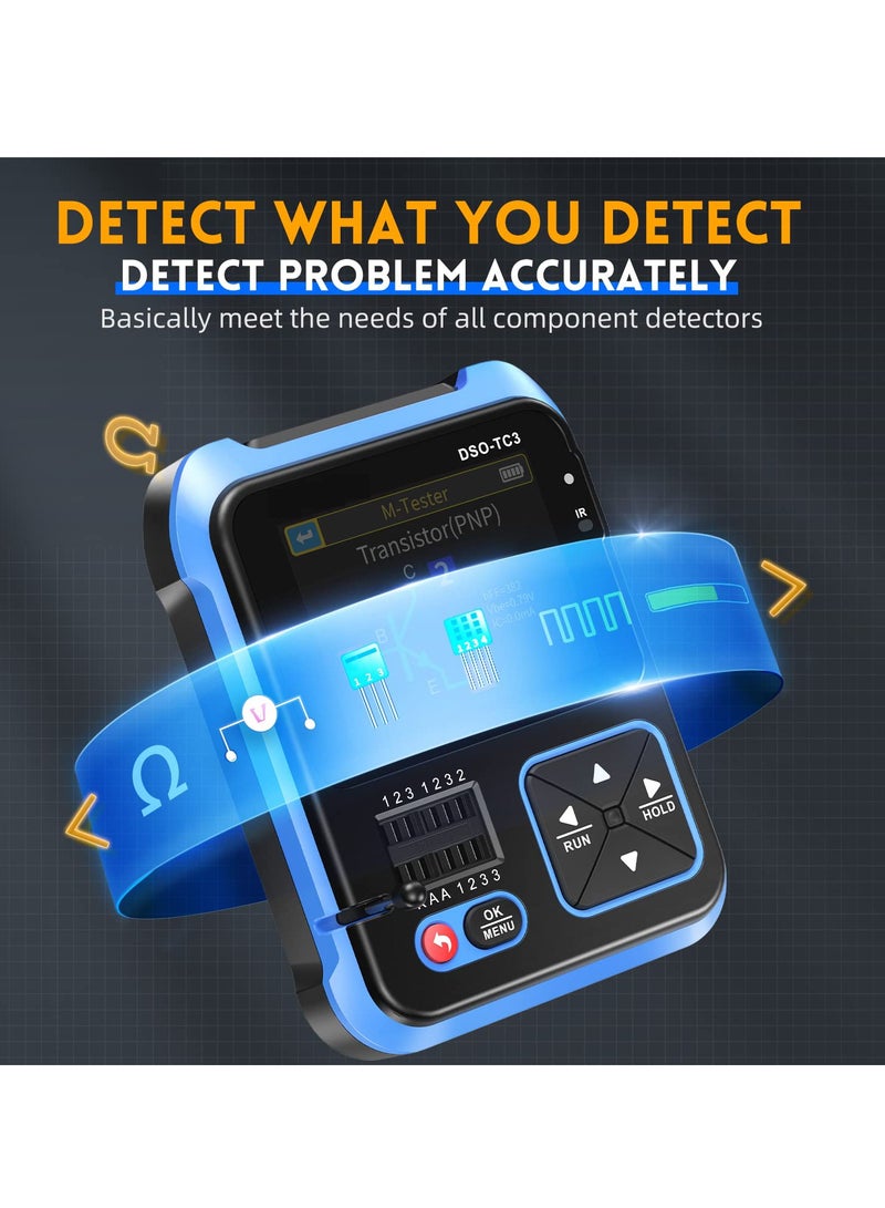 Excefore 3-in-1 Handheld Oscilloscope DSO-TC3, 500Khz Bandwidth 10MSa/s Sampling Rate, DDS Signal Generator, Transistor Tester, 6 Types of Waveforms, Transistors Measure  - Image 4