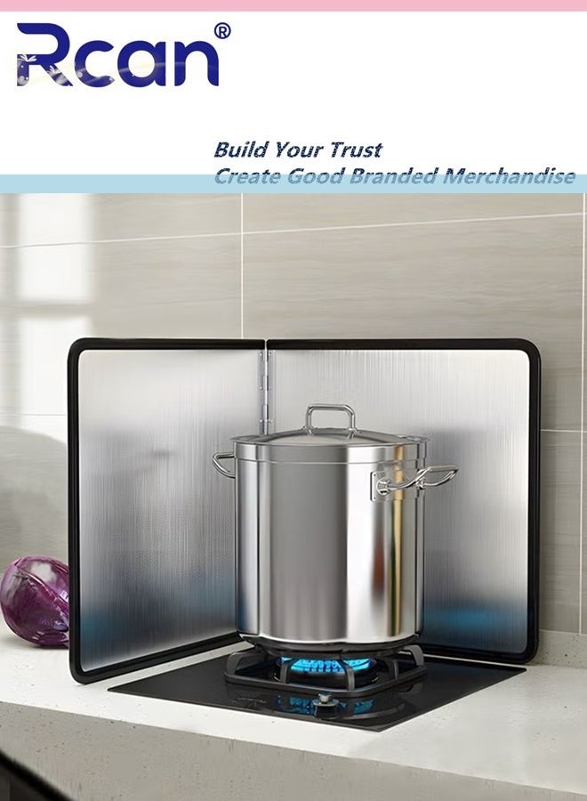 Rcan Splatter Screen Stainless Steel Oil Splash Guard 2 Sided Fry Wall Stove Guard Foldable Frying Splatter Pan for Kitchen 30 x 30cm - Image 1