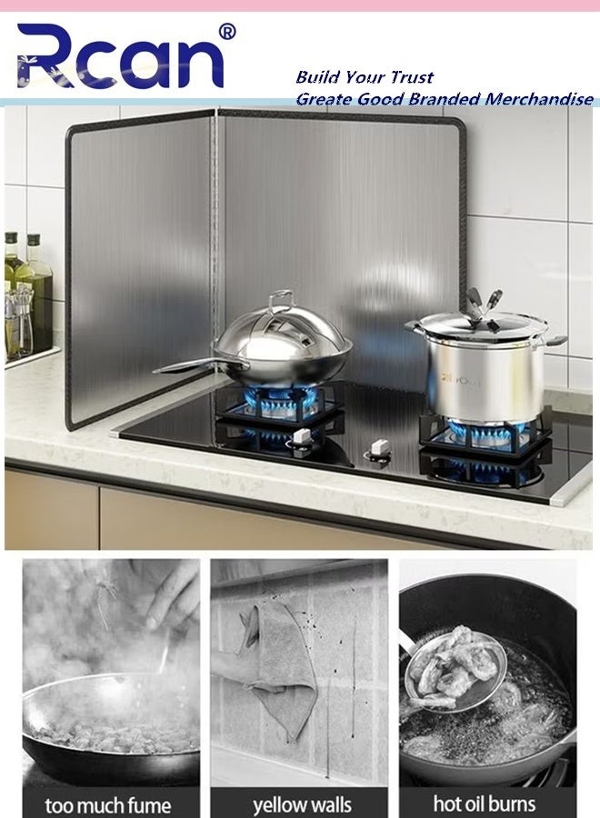 Rcan Splatter Screen Stainless Steel Oil Splash Guard 2 Sided Fry Wall Stove Guard Foldable Frying Splatter Pan for Kitchen 30 x 30cm - Image 4