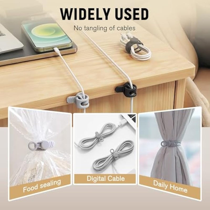 Silicone Cable Ties, 2025 Magnetic Data Cable Organizers Reusable Cable Ties Wire Organizer Adjustable Fastening Cable Straps Silicone Cable Straps Cord Organizer for Bundling (Black, 20Pcs) - Image 5