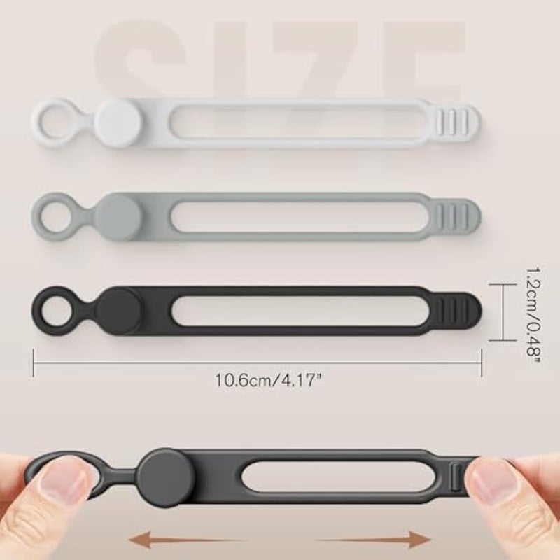 Silicone Cable Ties, 2025 Magnetic Data Cable Organizers Reusable Cable Ties Wire Organizer Adjustable Fastening Cable Straps Silicone Cable Straps Cord Organizer for Bundling (Black, 20Pcs) - Image 2