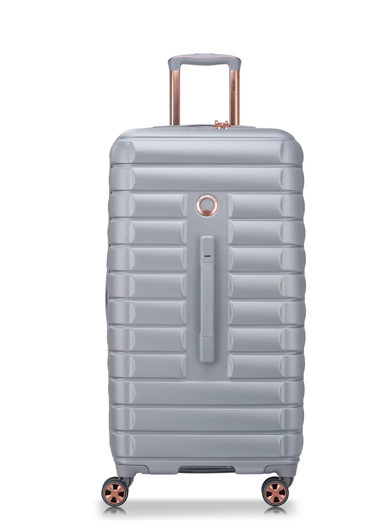Delsey Shadow 5.0 Hardcase Expendable Double wheel luggage Trolley Suitcase with Weight Indicator 82cm/32.28Inch, 106L, 4.76kg Large - Platinum