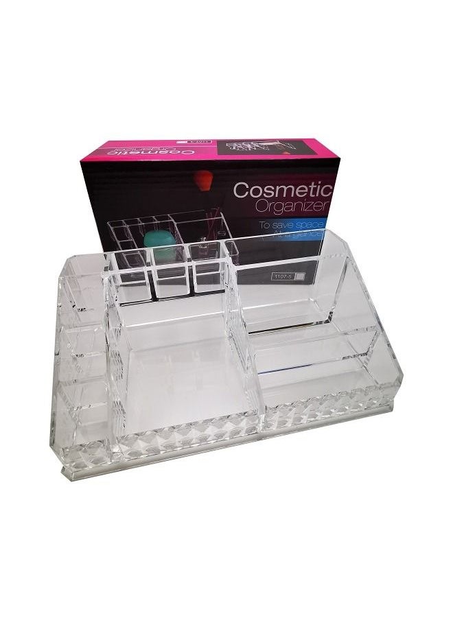 asmat - Acrylic Clear Makeup Organizer Lipstick Organizer,Thick Plastic Organizer Display Tray, 11 Compartment Cosmetic Counter Organization Holder - Image 1