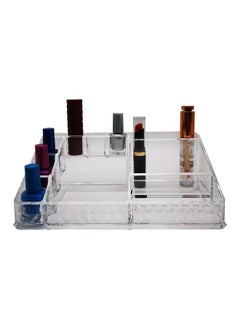 Acrylic Clear Makeup Organizer Lipstick Organizer,Thick Plastic Organizer Display Tray, 11 Compartment Cosmetic Counter Organization Holder