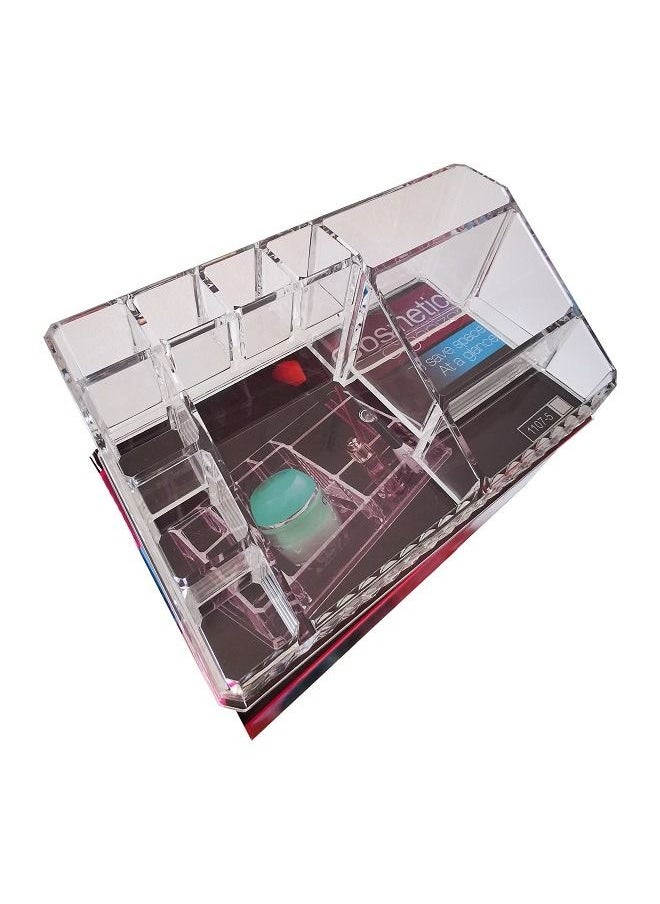 asmat - Acrylic Clear Makeup Organizer Lipstick Organizer,Thick Plastic Organizer Display Tray, 11 Compartment Cosmetic Counter Organization Holder - Image 1