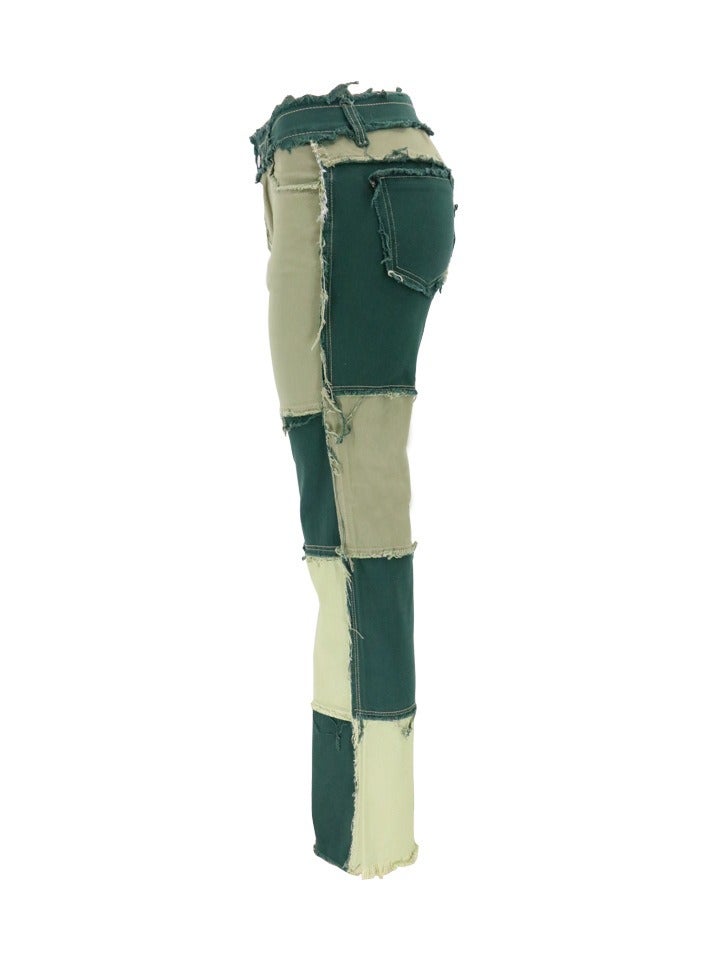 Loquat Panels Of high-rise Tight Hips Women's Straight-leg Denim Trousers - Image 1