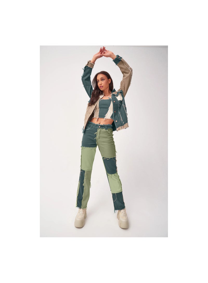 Loquat Panels Of high-rise Tight Hips Women's Straight-leg Denim Trousers - Image 2