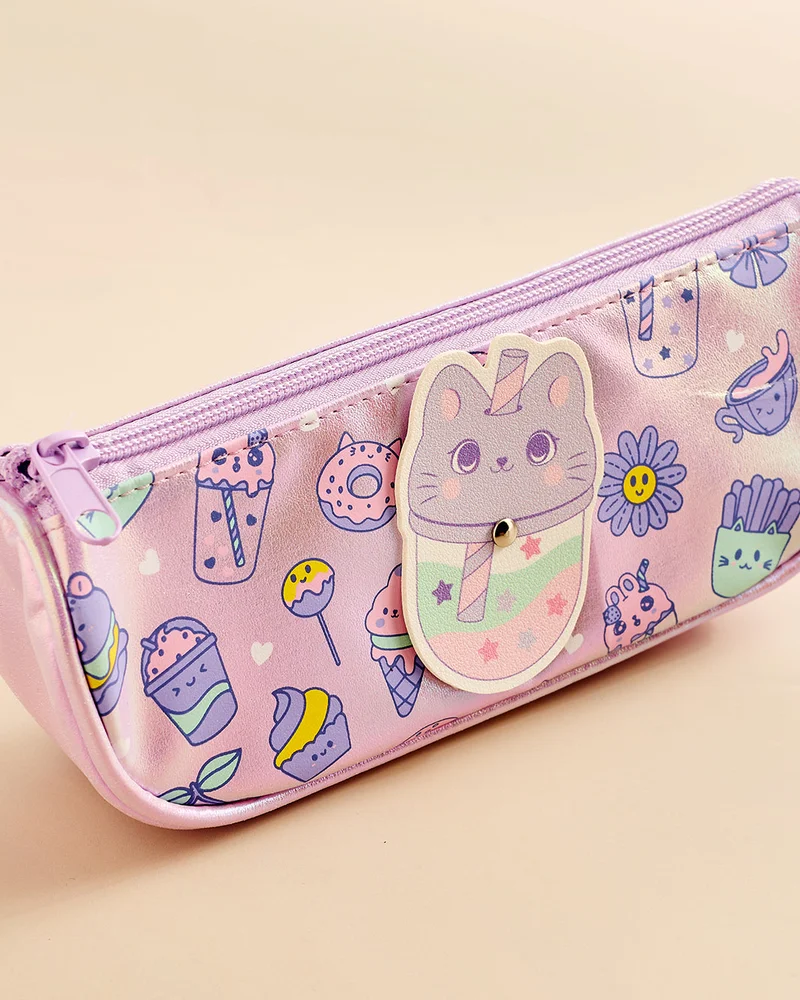 Redtag Purple Printed PU Pencil Case