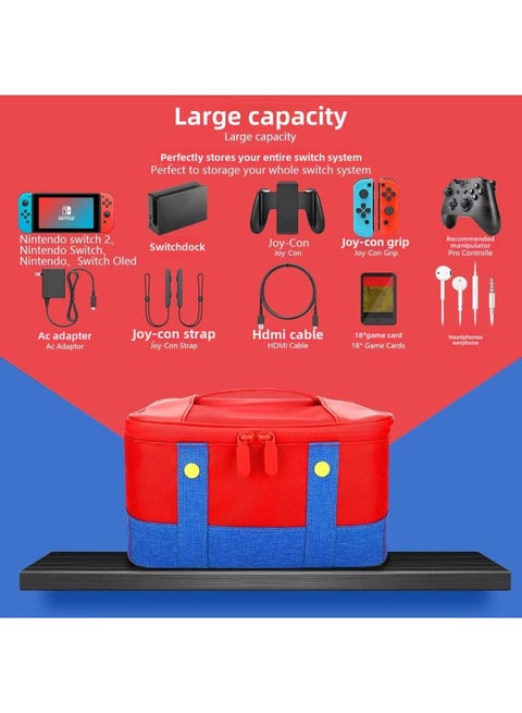 Nintendo Switch Protective Case Super Capacity Mario Storage Bag Nintendo Ns Game Console Digital Computer Game Protective Shell-Model:Switch 2 Mario Large Cloth Bag Red