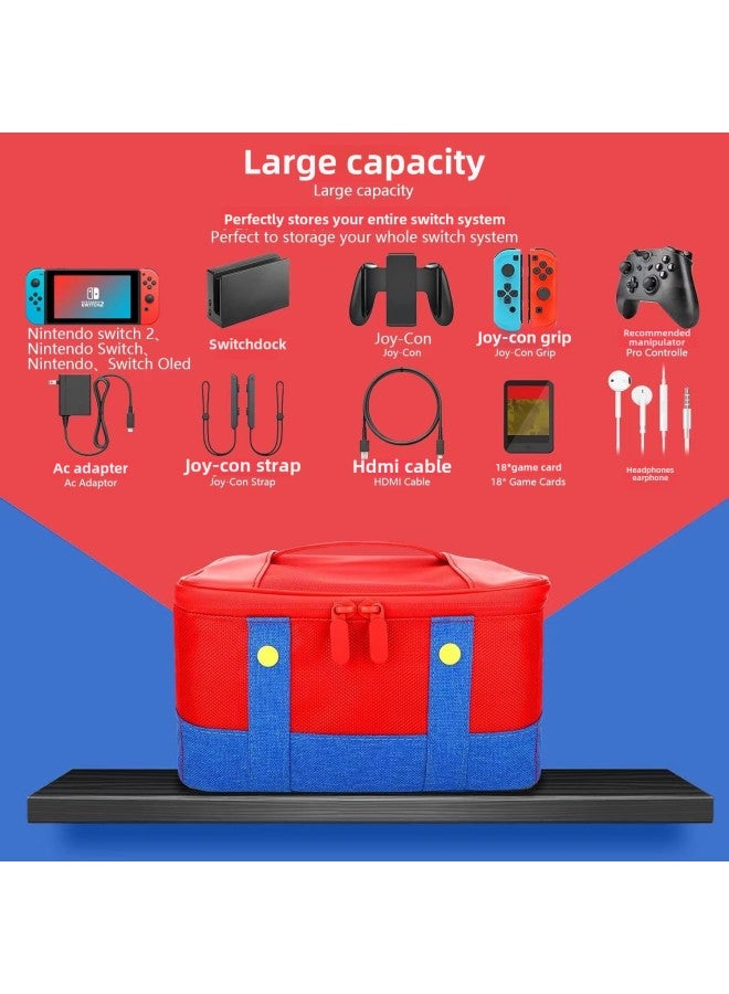Nintendo Switch Protective Case Super Capacity Mario Storage Bag Nintendo Ns Game Console Digital Computer Game Protective Shell-Model:Switch 2 Mario Large Cloth Bag Red