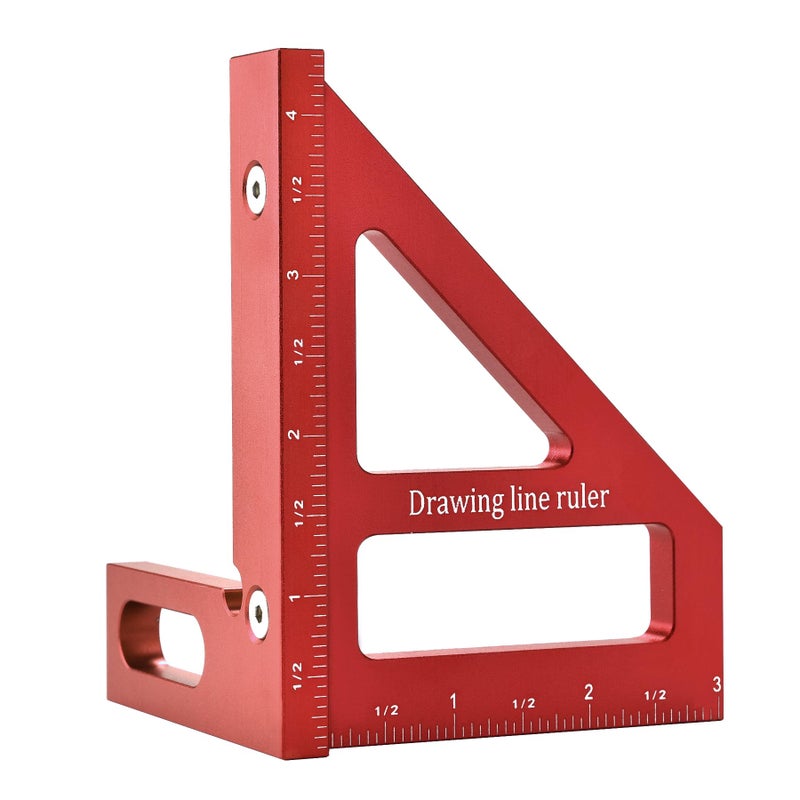 BOXmime Imperial 3D MultiAngle Measuring Ruler4590 Degree Aluminum Alloy Woodworking Square Protractor Miter Triangle Ruler High Precision Layout Measuring Tool