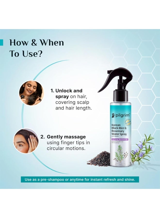 بيلجريم بخاخ ماء الأرز الأسود الكوري وإكليل الجبل من بيلغريم مع البيوتين لشعر قوي ومغذٍ 200 مل | بخاخ لنمو الشعر | شعر أكثر كثافة وقوة | خالٍ من الكبريتات والبارابين | مناسب للنساء والرجال - Image 5