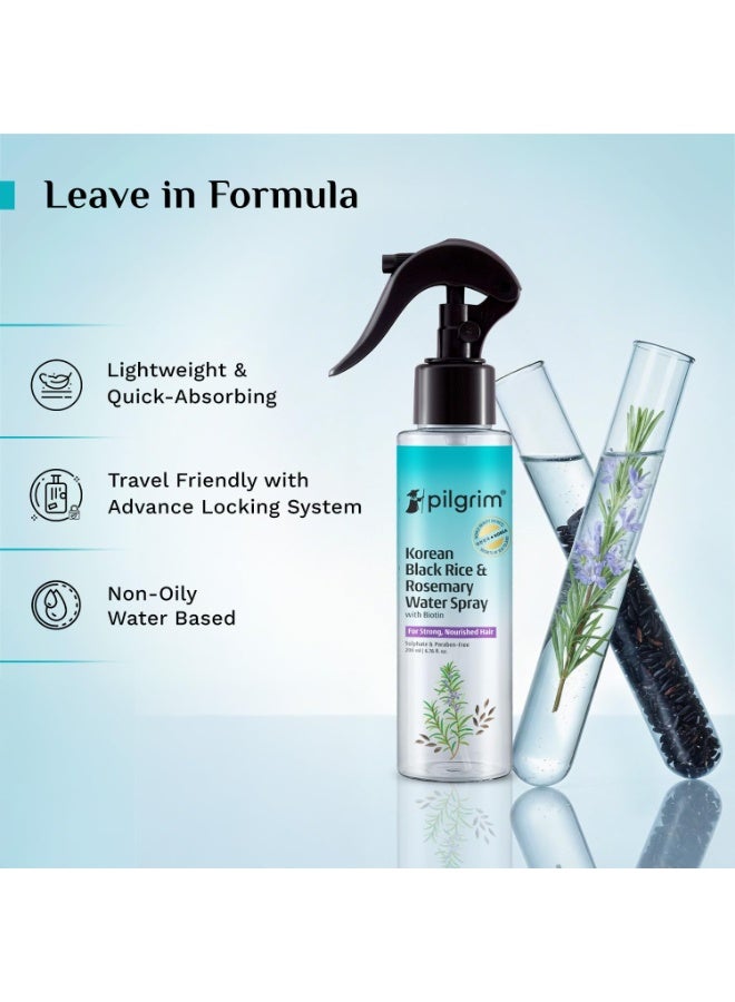بيلجريم بخاخ ماء الأرز الأسود الكوري وإكليل الجبل من بيلغريم مع البيوتين لشعر قوي ومغذٍ 200 مل | بخاخ لنمو الشعر | شعر أكثر كثافة وقوة | خالٍ من الكبريتات والبارابين | مناسب للنساء والرجال - Image 2