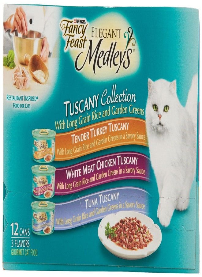 Fancy Feast - Fancy Feast Elegant Medleys, Tuscany Collection 3-Flavor Variety Pack (12-pack; 3 oz each) - Image 1