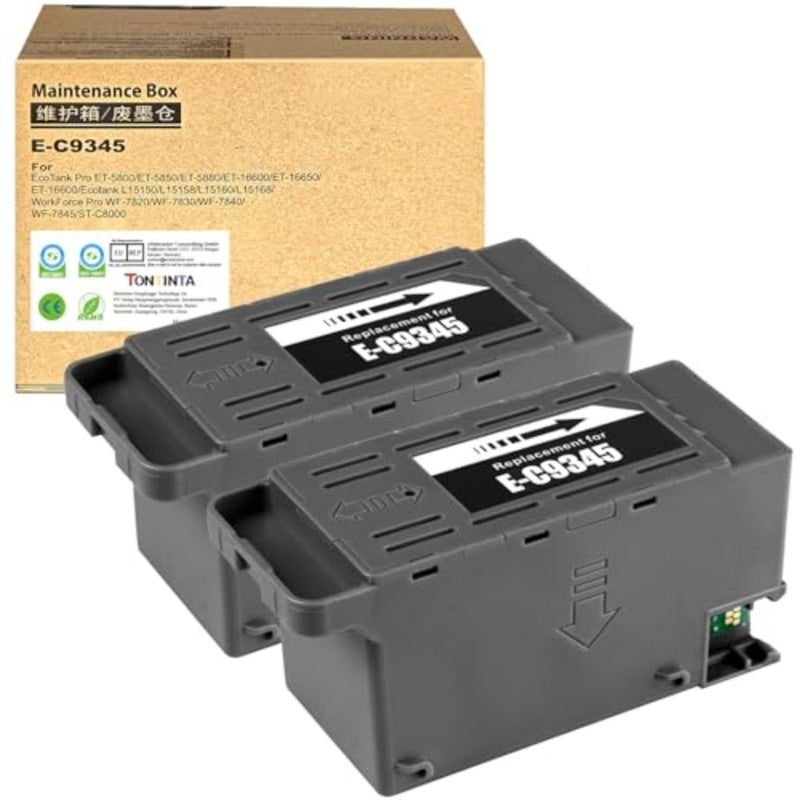 صناديق صيانة الطابعة لإبسون ET-5800/5850/5880/ET-16650/16600/16150/Mono ET-M16650/WF-7830DTWF/WF-7840DTWF/SC-8000؛ البلاستيك. أسود؛ مجموعة حبر نفايات عالية السعة عبوتين - Image 1