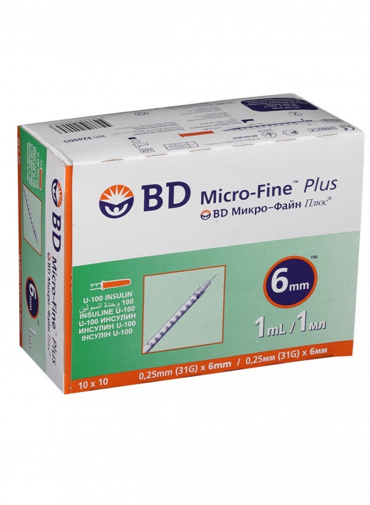 BD Micro Fine Plus Insulin Injection, 1ml 6mm 100/pc - Image 2