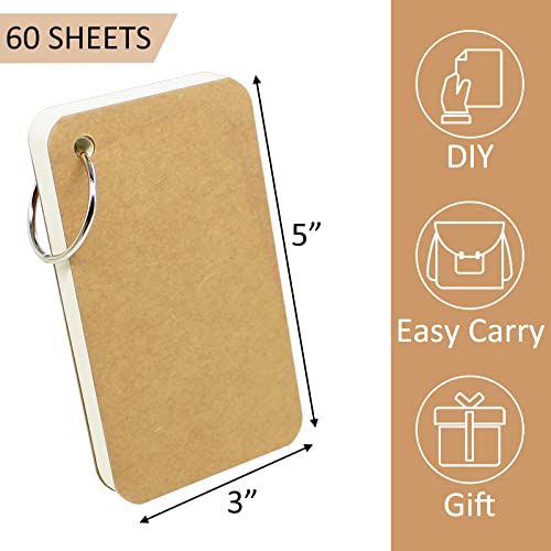 zmybcpack 6 Pack 360 Pcs 3x5 Inch Lined Flash Cards with Binder Rings (60 Sheets Each Pack), Ruled Index Cards Study Cards 3x5 Lined Note Cards for Studying, School, Memory - Image 2