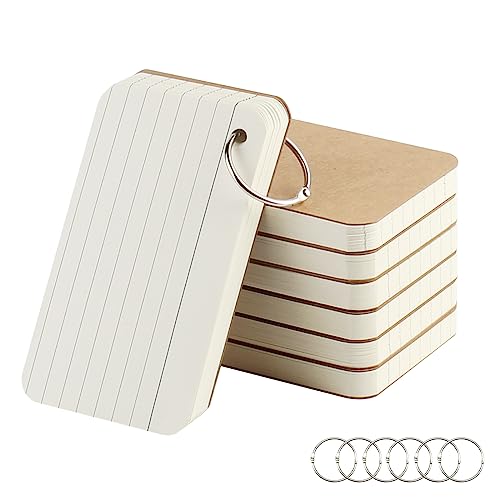 zmybcpack 6 Pack 360 Pcs 3x5 Inch Lined Flash Cards with Binder Rings (60 Sheets Each Pack), Ruled Index Cards Study Cards 3x5 Lined Note Cards for Studying, School, Memory - Image 1
