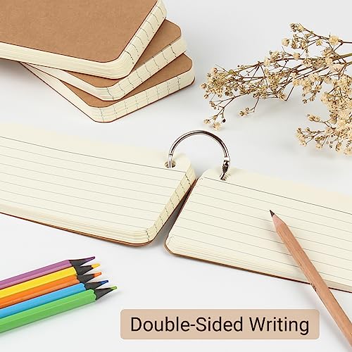 zmybcpack 6 Pack 360 Pcs 3x5 Inch Lined Flash Cards with Binder Rings (60 Sheets Each Pack), Ruled Index Cards Study Cards 3x5 Lined Note Cards for Studying, School, Memory - Image 4