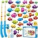 LILYBUDS Magnetic Fishing Game Toys for Kids Toddlers 35 48 Water Table Bathtub Toys with Pole Rod Net Plastic Floating Fish Water Bath Pool Outdoor Toys for Kids Toddlers Baby Age 3 4 5 6 7 8 Year Old - Image 3