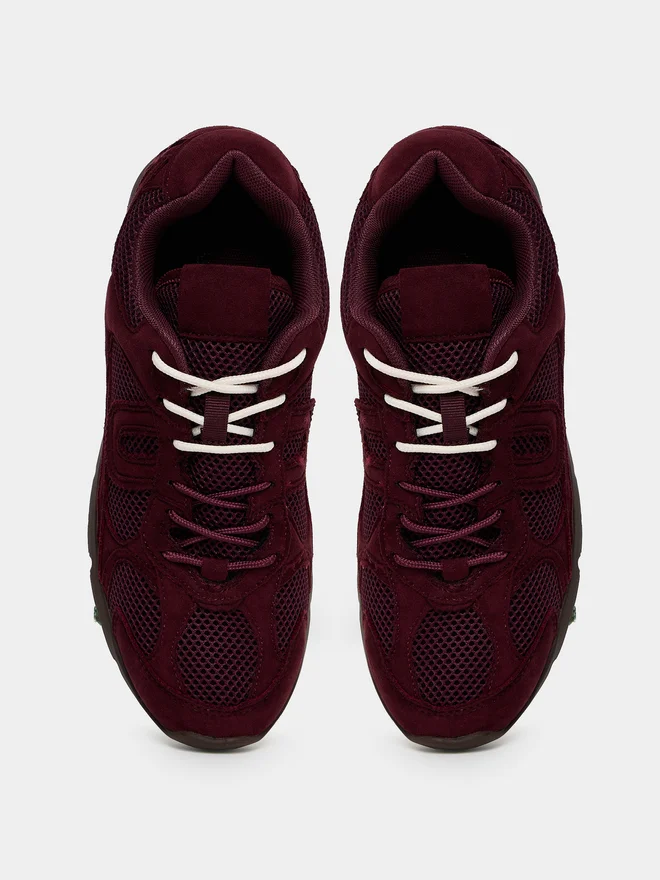 Styli Burgundy Burgundy Suede Lace-Up Sneakers for Women | Best Price UAE