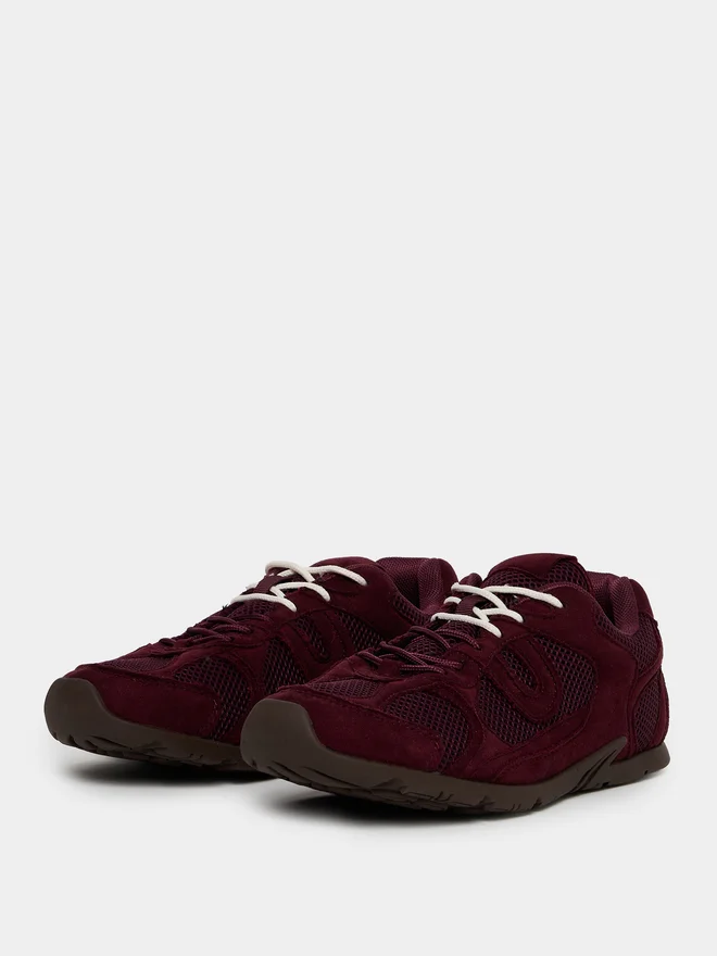 Styli Burgundy Suede Lace-Up Sneakers
