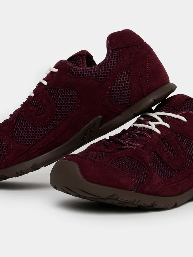 Styli Burgundy Burgundy Suede Lace-Up Sneakers for Women | Best Price UAE