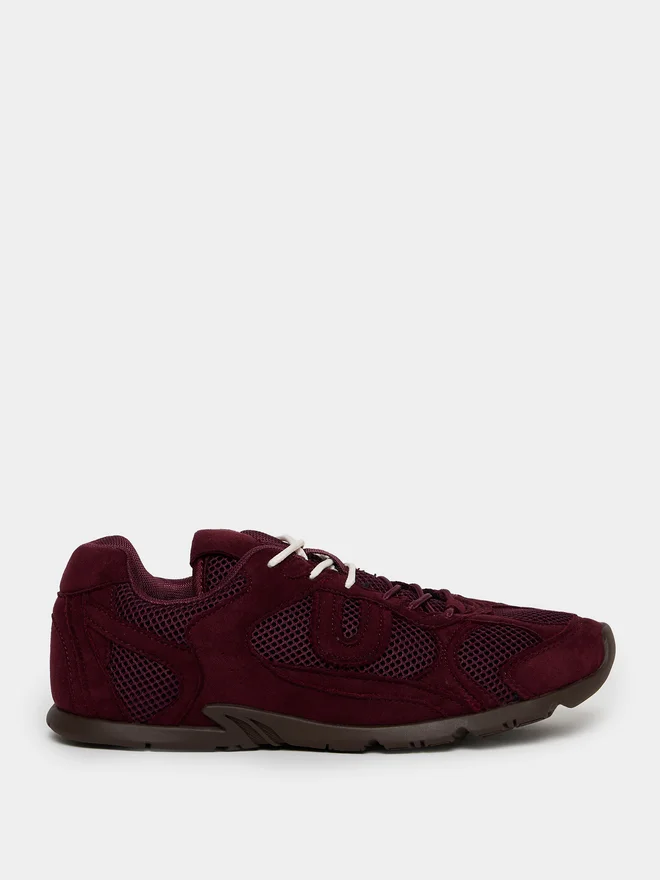 Styli Burgundy Suede Lace-Up Sneakers