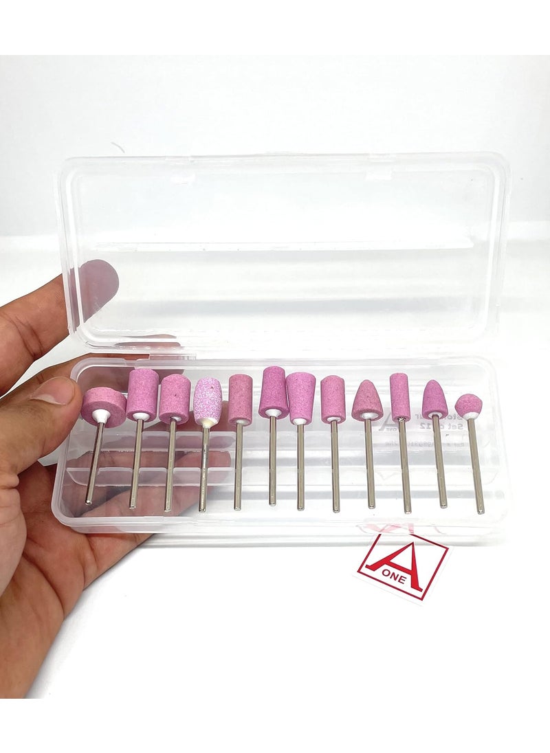 Aone Aone Abrasive Mounted Stone Bur 23mm Set of 12 for Grinding Polishing Carving Sanding in Metal Wax Plastic Ceramic Clay etc for Dental Jewellery Making Model Making Hobby Crafts DIY  - Image 4