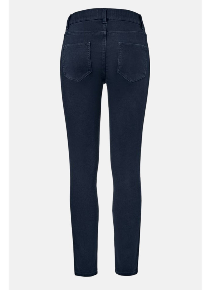 Tchibo Women Skinny Fit Textured Straight Leg Pants, Navy  - Image 3