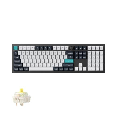 Keychron كيبورد ميكانيكي مخصص Keychron Q6 Max QMK/VIA لاسلكي بلوتوث /2.4 جيجاهرتز/USB-C سلكي، بحجم كامل مع مقبض قابل للبرمجة وإضاءة خلفية RGB، مفتاح Gateron Banana قابل للتبديل الساخن لنظامي Mac وWindows وLinux - أسود - Image 1