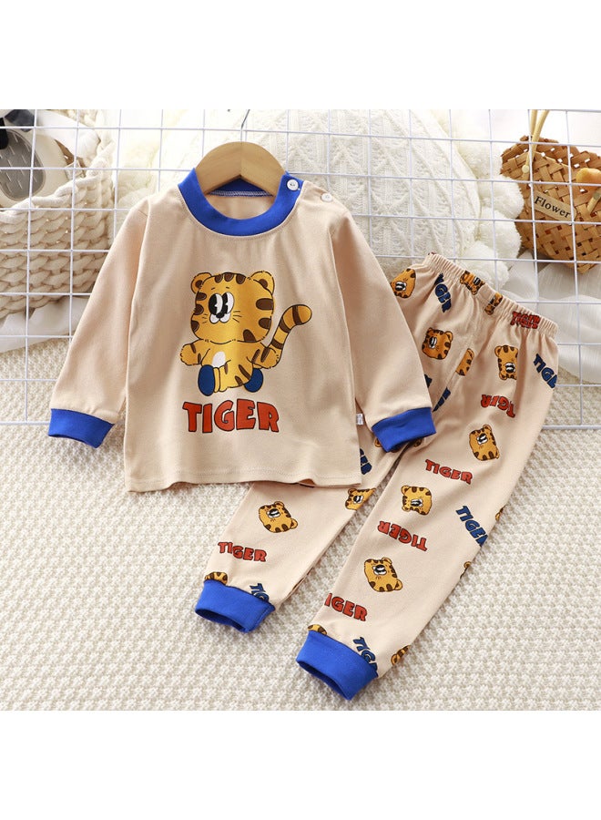 Children's Underwear Suit Cotton Boys' Autumn Clothes Pajamas Baby Long Pants Warm Girls' Home Wear Cotton Children's Clothing
