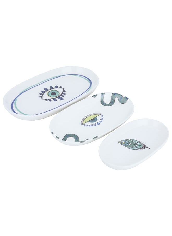 Alsaif Gallery White oval serving plate set with eye pattern 3h  - Image 2