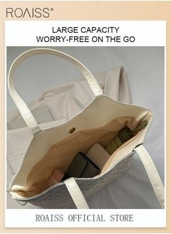 roaiss Female Large Capacity Tote Bag Shoulder Bag Commuter Bag Tote Bag Simple Vintage  - Image 5