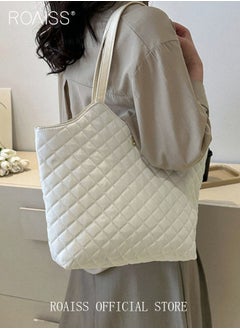 roaiss Female Large Capacity Tote Bag Shoulder Bag Commuter Bag Tote Bag Simple Vintage  - Image 4